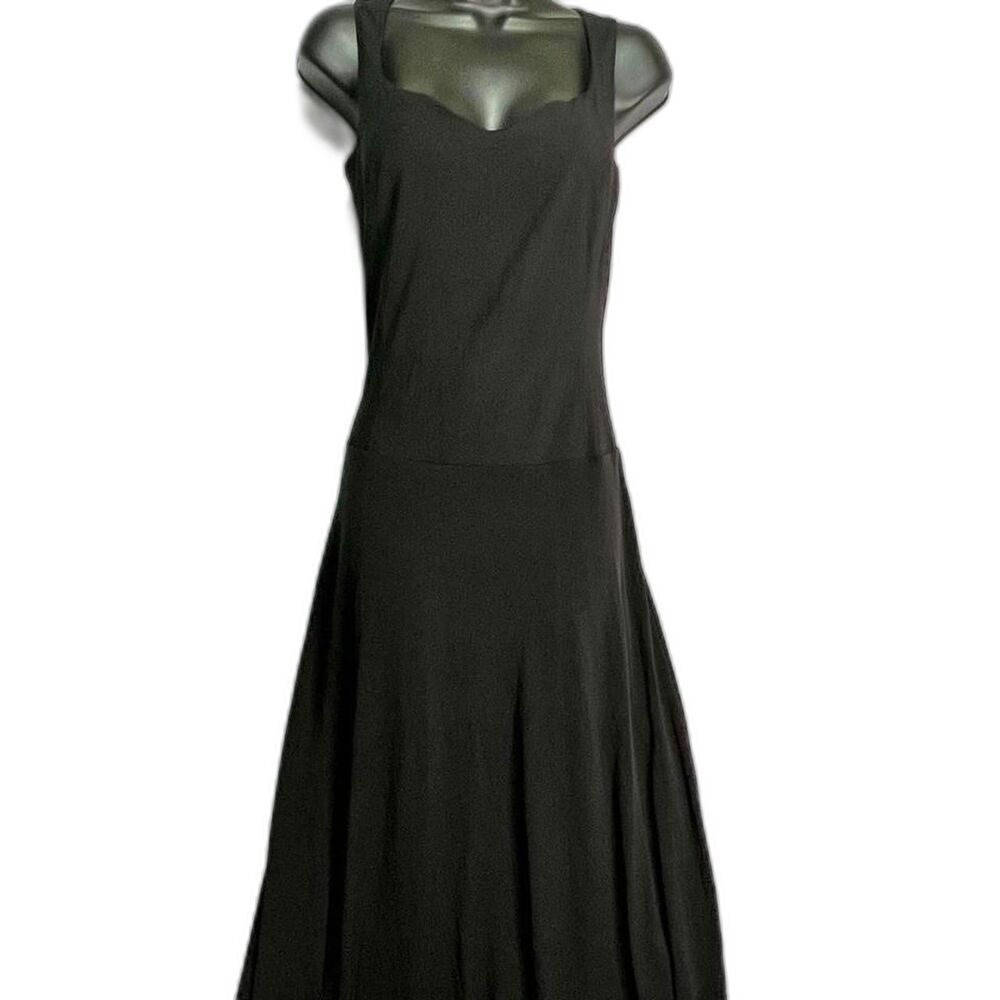 Vintage Shape FX Black Maxi Dress Built In Bra Shapewear Sleeveless Minimalist 6